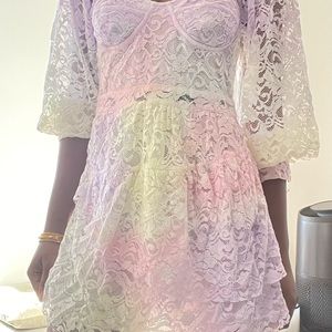 LoveShackFancy size 6 Tie dye lace dress